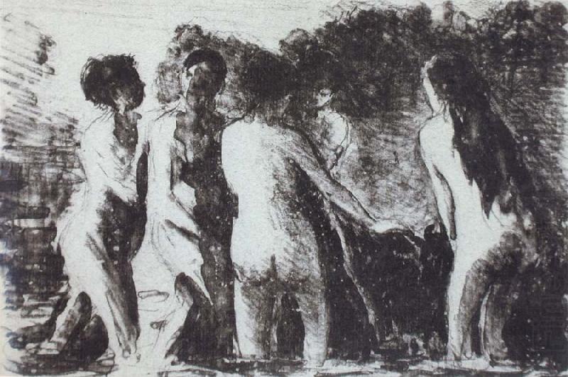 Line of bathers, Camille Pissarro